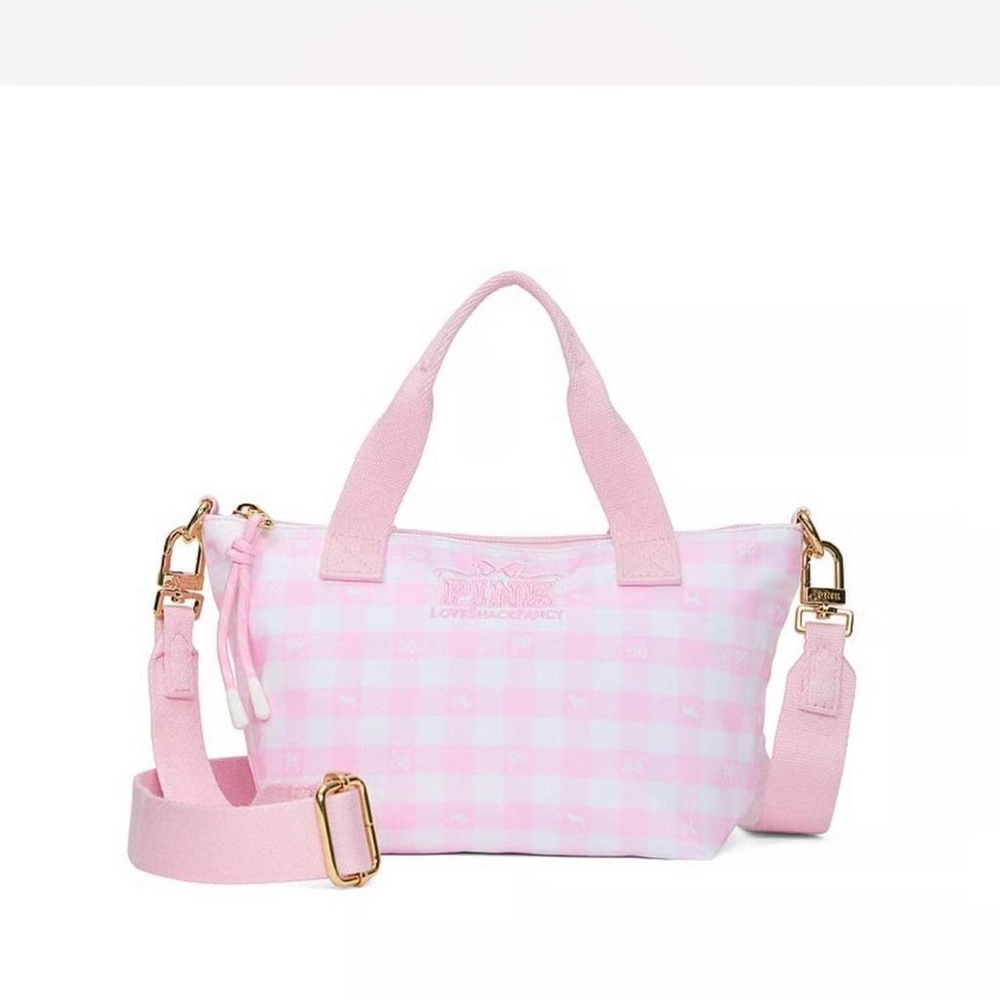 Love Shack Fancy Pink Gingham Tote with Adjustable Strap